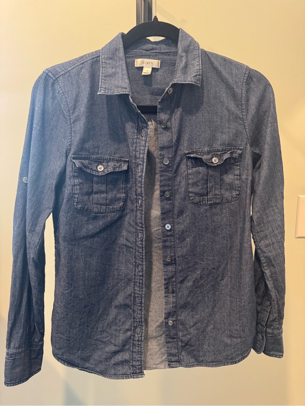 J. Crew Men's Dark Denim Button-Down Shirt — Blue